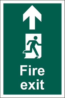 Picture of Fire Exit Sign - Arrow Up - Complies to BS 5499 (Part 4) 2000 - 200 x 300Hmm - Rigid Plastic - [AS-SA132-RP]