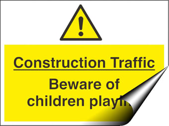 picture of Construction Traffic Children Playing Sign - 600 x 450Hmm - Self Adhesive Vinyl [AS-WA256-SAV]