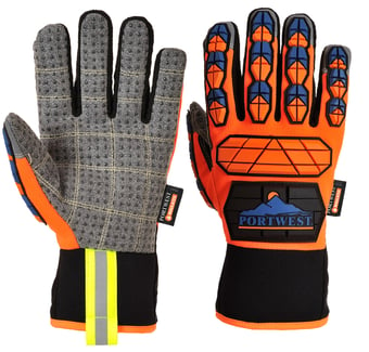 Picture of Portwest A726 Aqua-Seal Waterproof Orange/Blue Pro Gloves - PW-A726O4R