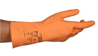 picture of AlphaTec 87-320 Flocked-Lined Natural Rubber Gloves - Orange - Pair - AN-87-320