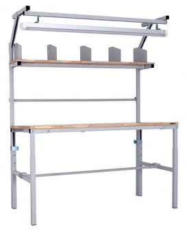 Picture of BiGDUG Height Adjustable Packing Workstation - 1500w x 750d mm - With Dividers & Light - [BDU-BDMDPBF1575H]