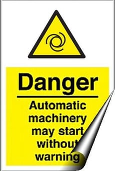 Picture of Danger Automatic Machinery may Start Without Warning Sign - 200 x 300Hmm - Self Adhesive Vinyl [AS-WA99-SAV]