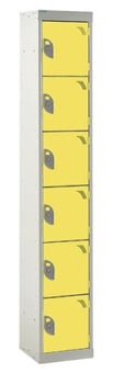 picture of QMP Tool Charging Locker - Solid Door - RCD Plug - 6 Compartment - Yellow - 1800H x 300W x 450D mm - [QM-BR1830456YSX]