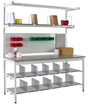 Picture of QMP Pack Tek Individual Workbench Kit 4 - 840-1100H x 1500W x 750D mm - Laminate Worktop - [QM-BPI841575PL4]