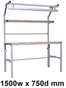 picture of BiGDUG Height Adjustable Packing Workstation - 1500w x 750d mm - LED Light - [BDU-BDMDPBE1575H]