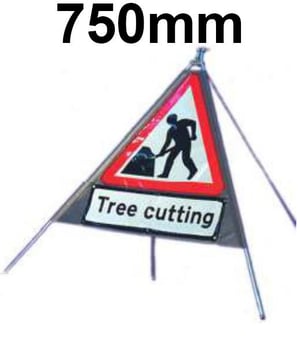 picture of Roll-up Traffic Signs - Tree Cutting LARGE - Class 1 Ref BSEN 1899-1 2001 - 750mm Tri. - Reflective - Reinforced PVC - [QZ-7001.750.EF-V.750.TCUT]
