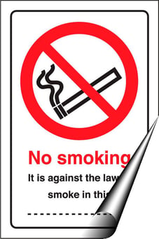 picture of No Smoking - Against the Law to Smoke in this ... - 148 x 210Hmm - Self Adhesive Vinyl - [AS-PR505-SAV]