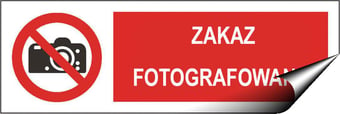 picture of Polish Safety Sign - Zakaz Fotografowania / Cameras Prohibited LARGE - 600 X 200Hmm - Self Adhesive Vinyl - [IH-PL04L-SAV]
