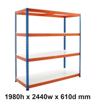 picture of BiGDUG BiG400 Racking 4 Levels - Melamine Shelves - 1980h x 2440w x 610d mm - [BDU-B41924064BOM]