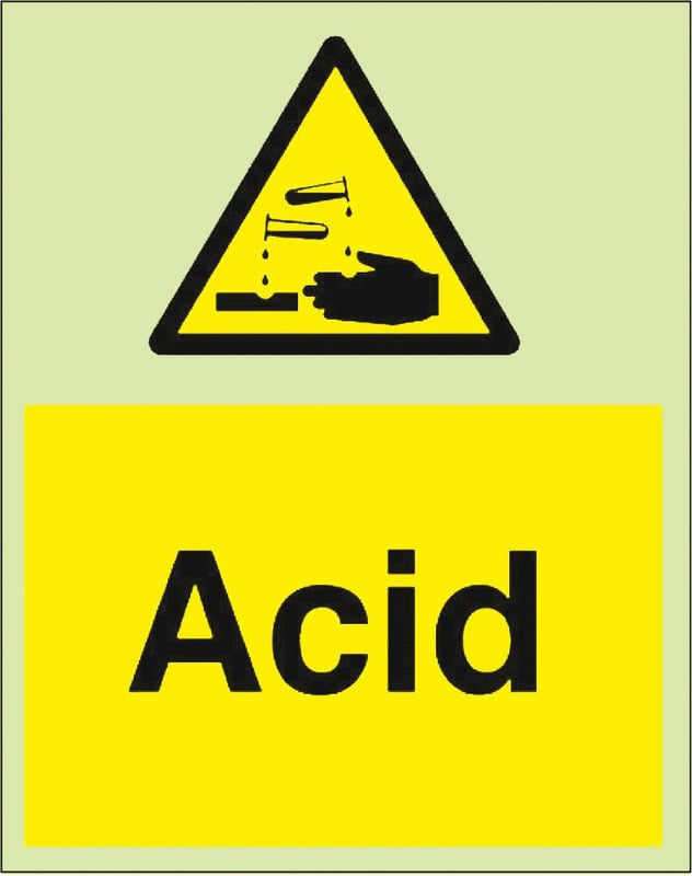 picture of Photoluminescent Acid Signs - 200 X 300Hmm - Self Adhesive Rigid Plastic - [AS-PH247-SARP]