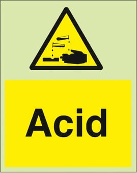 Picture of Photoluminescent Acid Signs - 200 X 300Hmm - Self Adhesive Rigid Plastic - [AS-PH247-SARP]