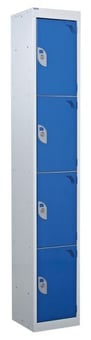 picture of QMP Tool Charging Locker - Solid Door - Standard Plug - 4 Compartment - Dark Blue - 1800H x 450W x 450D mm - [QM-BL1845454BSX]