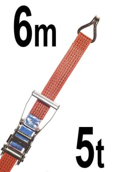 picture of LashKing - 50mm Ratchet Lashing Assemblies ( 6m ) With Claw Hooks - Heavy Duty Strap - 2500 daN, 5000 daN, 5t - [GT-RLO5T6] - (HP)