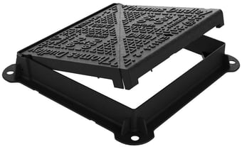 Picture of D400 KM Ductile Iron Hinged Double Triangular Cover And Frame - Clear Opening - 600 X 600MM - 150MM - TD-330926 - (DISC-W)