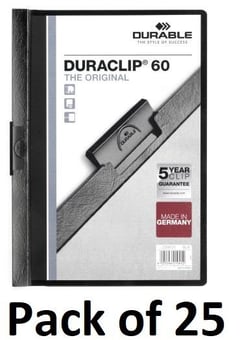 picture of Durable - DURACLIP® 60 - A4 - Black - Pack of 25 - [DL-220901]