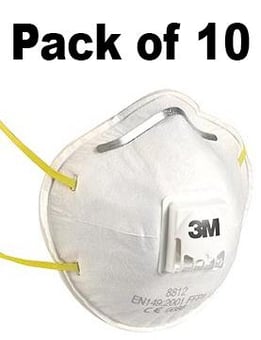 picture of 3M - P1 CUP-SHAPED VALVED Dust/Mist Respirator Mask - Box of 10 - [3M-8812]