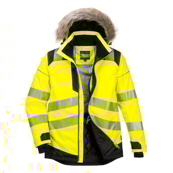Picture of Portwest - PW3 Hi-Vis Winter Parka Jacket - Yellow/Black - PW-PW369YBR