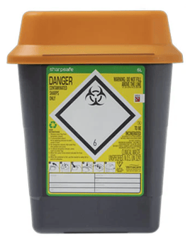 Picture of Sharpsafe Recycled Sharps Bin - Orange Lid - 5L - Box Deal of 48 - [IH-VC-51025410]