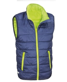 picture of Result Core Junior Padded Bodywarmer - Navy/Lime - RLW-R234JNYLI