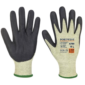 picture of Portwest A780 Arc Flash Green/Black Grip Gloves - Pair - [PW-A780E8R]