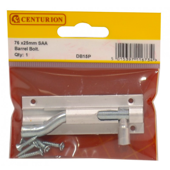 Picture of Centurion SAA Wide Necked Barrel Bolt - 75mm (3") x 25mm (1") - Pack of 10 - [CI-DB15P]