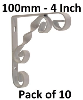 picture of White Wrought Iron Scroll Bracket - 100mm (4") - Pack of 10 - [CI-AB37L]