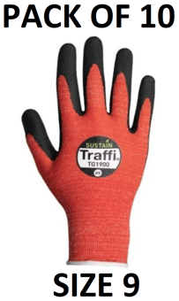 picture of Traffiglove Biodegradable Nitrile Microfoam Gloves - Size 9 - Pack of 10 - TS-TG1900-9X10 - (AMZPK2)