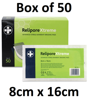 picture of Relipore Xtreme - Adhesive Dressing Pads Sterile - 8cm x 16cm - Box of 50 - [RL-2601]