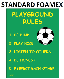 picture of SC032 Playground Rules Be Kind Sign 3mm Standard Foamex - PWD-SC032-FOAM - (LP)