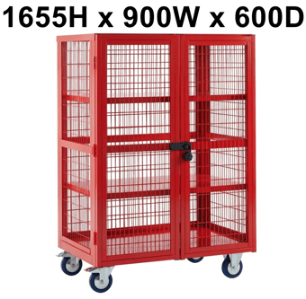 picture of QMP Boxwell Trolley With Doors - Red - Steel - 1655H x 900W x 600D - [QM-XD169060MRXX] - (LP)
