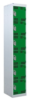picture of QMP Tool Charging Locker - Perforated Door - RCD Plug - 6 Compartment - Green - 1800H x 300W x 450D mm - [QM-BR1830456GPX]