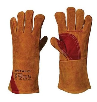 Picture of Portwest A530 Reinforced Welding Brown Gauntlet - Pair - One size (XL) - PW-A530BRRXL