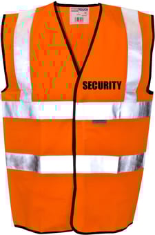 Picture of Value SECURITY Printed Front and Back in Black - Hi Visibility Vest  - Orange - Class 2 EN20471 CE Hi-Visibility - ST-35281