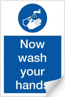 Picture of Now Wash Your Hands Sign - 200 x 300Hmm - Self Adhesive Vinyl - [AS-HY13-SAV]