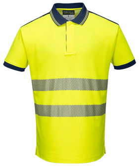 picture of Portwest - PW3 Hi-Vis Yellow/Navy Polo Shirt - PW-T180YNR