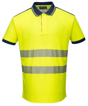 Picture of Portwest - PW3 Hi-Vis Yellow/Navy Polo Shirt - PW-T180YNR