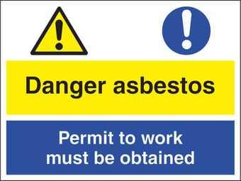 picture of Danger Asbestos Permit to Work Sign - 400 X 300Hmm - Rigid Plastic - [AS-MU18-RP]