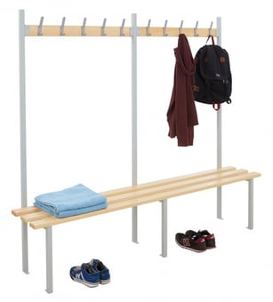 picture of BiGDUG Single Sided Changing Room Bench - 10 Hooks - 1750h x 2000w x 350d mm - [BDU-CHCBS20]