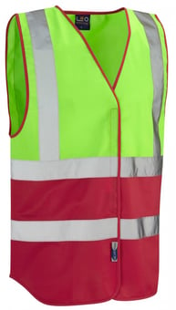 Picture of Pilton - Dual Colour Reflective Waistcoat - Lime Green/Red - Non EN471 - LE-W05-LM/RD - (DISC-R)