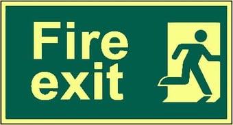 picture of Photoluminescent Exit Sign - 300 x 150Hmm - Self Adhesive Rigid Plastic - [AS-PH9A-SARP]
