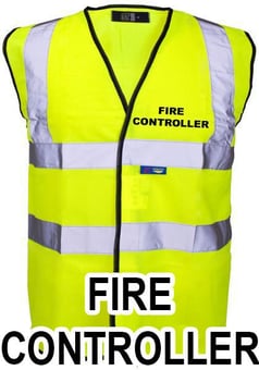 picture of Value Fire Controller Printed Front and Back in Black - Yellow Hi Visibility Vest - ST-35241-FC