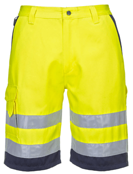 picture of Portwest L043 Hi-Vis Lightweight Polycotton Shorts Yellow/Navy - PW-L043YNR