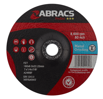 picture of Abracs Proflex 178mm x 6mm x 22mm DPC Metal Grinding Disc - A30S4BF Grade - Box of 25 - [ABR-PF17860DM]