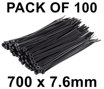picture of ProSolve Black Cable Ties - 700 x 7.6mm - Pack of 100 - [PV-PVCT700]