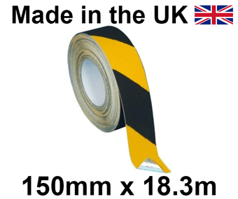 picture of Black & Yellow Conformable Grip Anti-Slip Self Adhesive Tape - 150mm x 18.3m Roll - [HE-H3406-(B/Y)-(150)]
