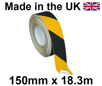 picture of Black & Yellow Conformable Grip Anti-Slip Self Adhesive Tape - 150mm x 18.3m Roll - [HE-H3406-(B/Y)-(150)]