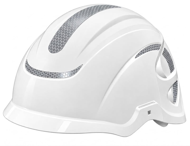 Centurion Nexus Core White Vented Safety Helmet with Silver Reflective Stickers - Wheel Ratchet - [CE-S16EWRFNS-W]