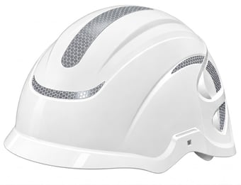Picture of Centurion Nexus Core White Vented Safety Helmet with Silver Reflective Stickers - Wheel Ratchet - [CE-S16EWRFNS-W]