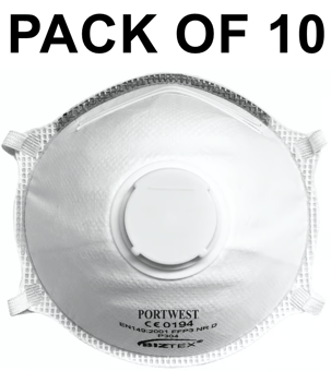 picture of Portwest P304 FFP3 Valved Dolomite Light Cup White Respirator - Pack of 10 - [PW-P304WHR]