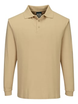 picture of Portwest FR10 Modaflame Knit FR Long Sleeve Polo Shirt - Tan - PW-FR10TAR
